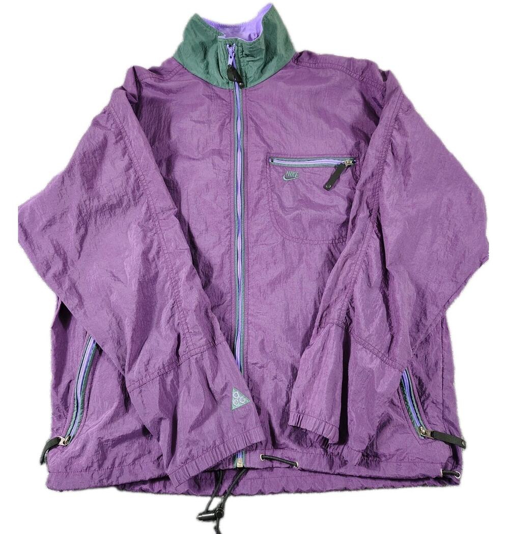 Vintage Nike ACG Windbreaker Jacket Mens M Purple Green Colorblock Nylon 90s EUC